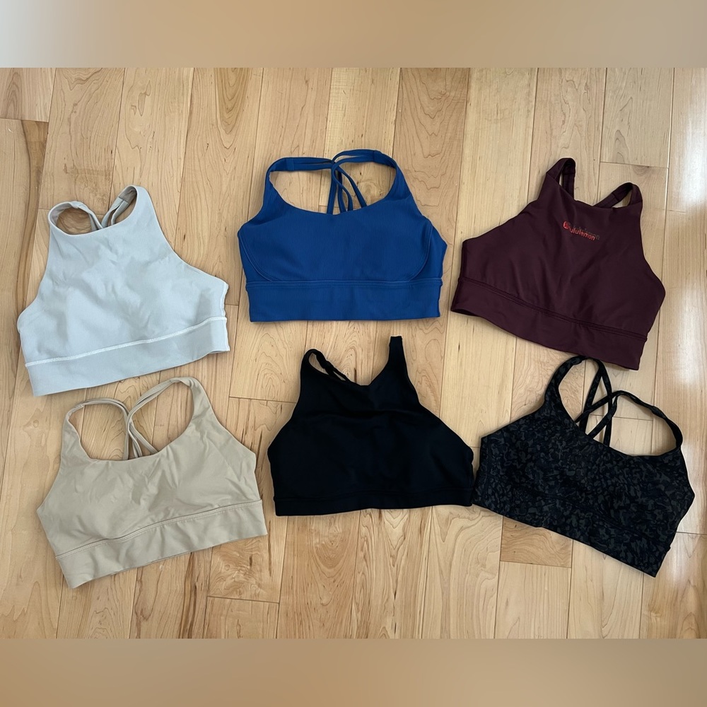 Bundle of 6 lululemon energy bras size 10